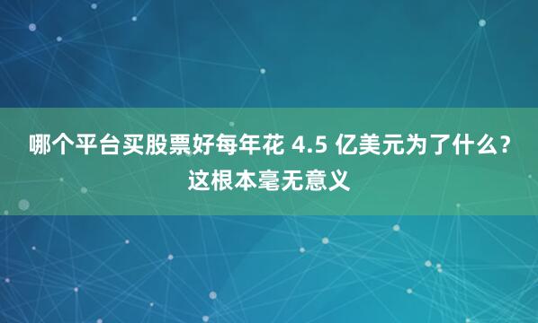 哪个平台买股票好每年花 4.5 亿美元为了什么？这根本毫无意义
